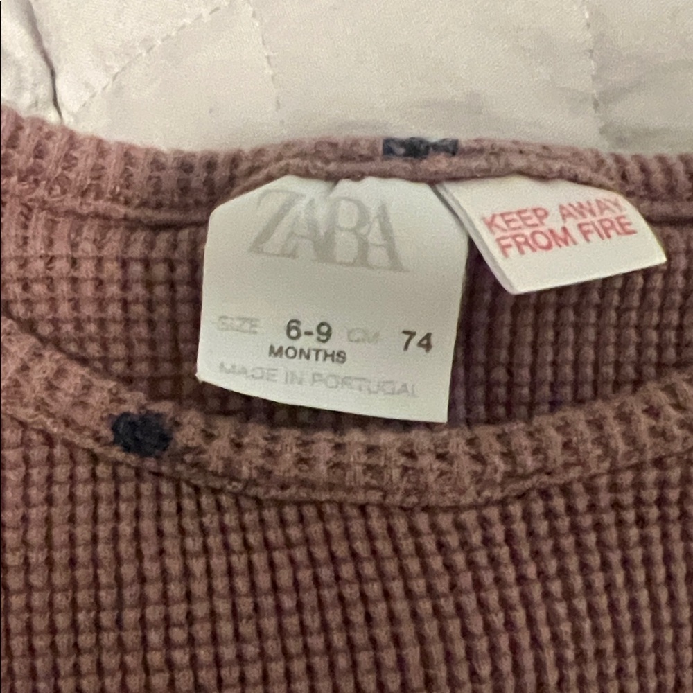 Zara Mauve Ribbed Baby Top & Floral Leggings Set - Picture 2 of 4